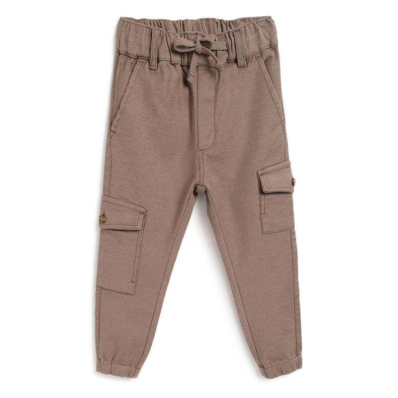 Boys Medium Brown Solid Long Trousers image number 0
